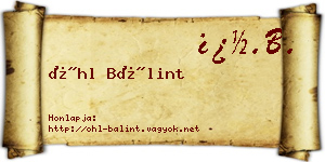 Öhl Bálint névjegykártya